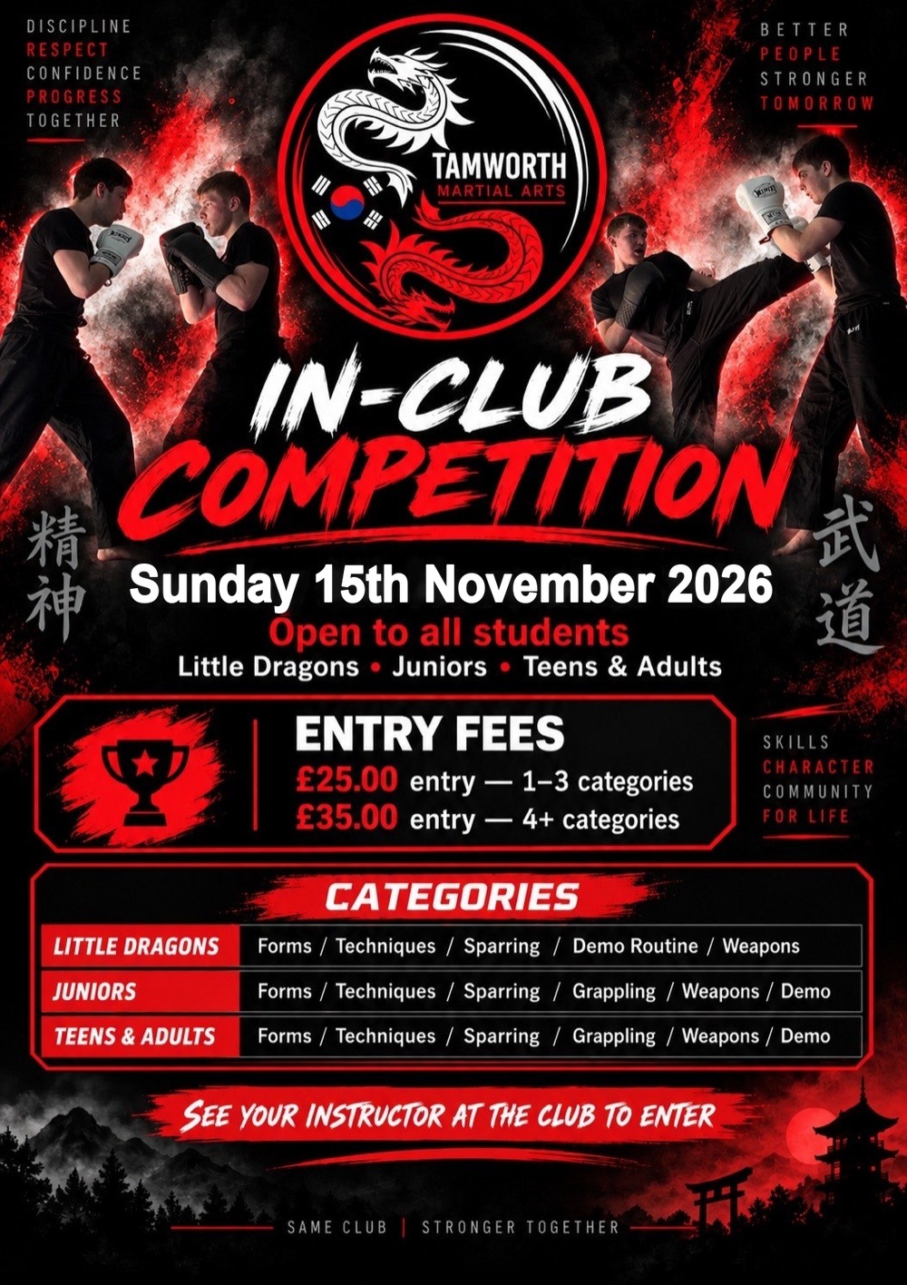 Tamworth Martial Arts In-Club Competition — Sunday 15 November 2026