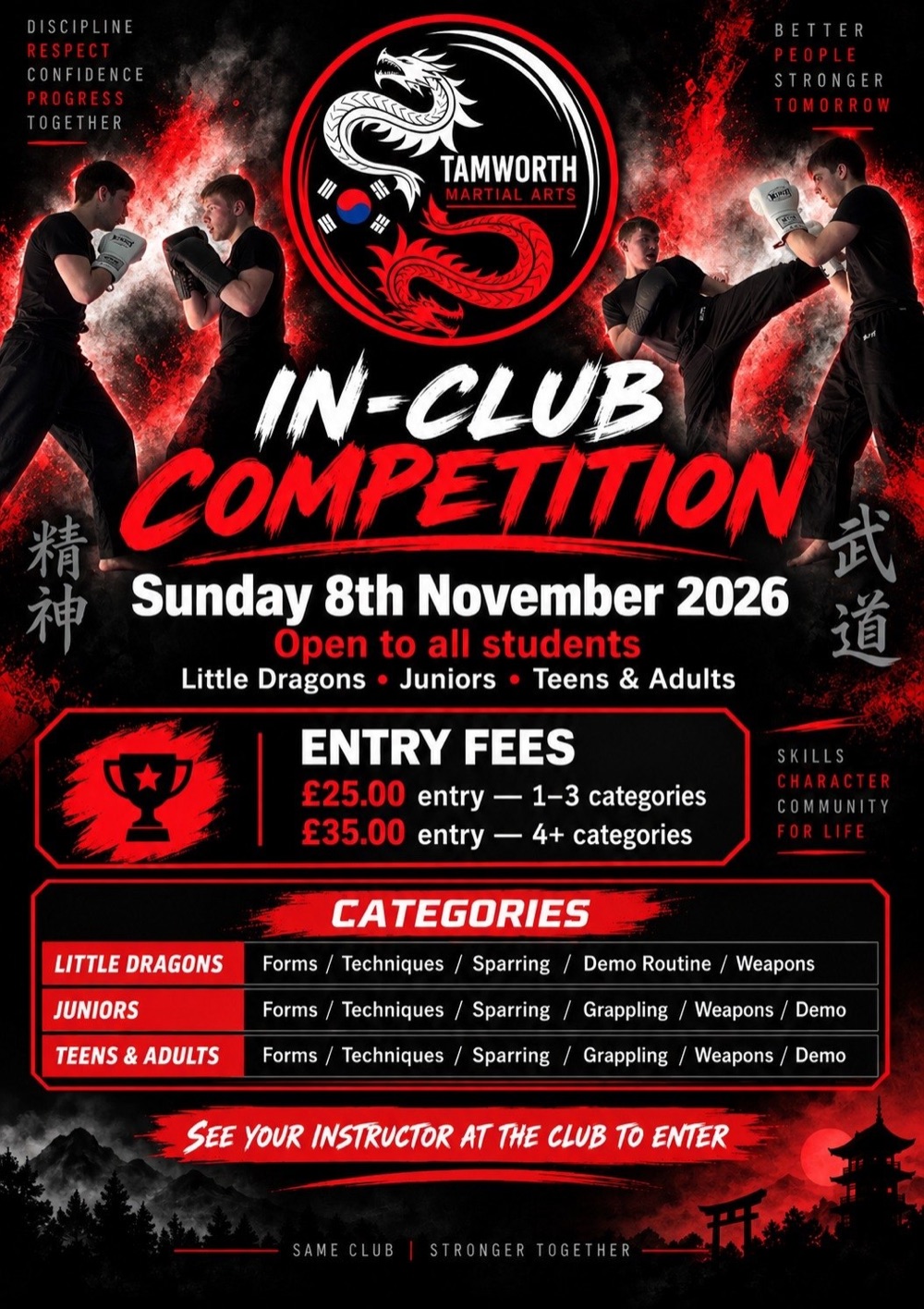 Tamworth Martial Arts In-Club Competition — Sunday 8 November 2026